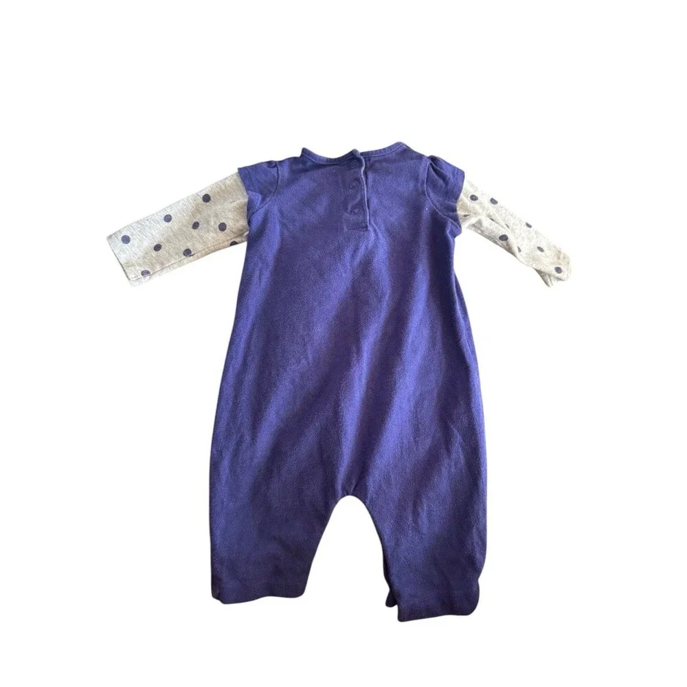 VTG Baby Girl Size 3M One-Piece Outfit‎ 100% Cotton Long Sleeve Blue Embellished